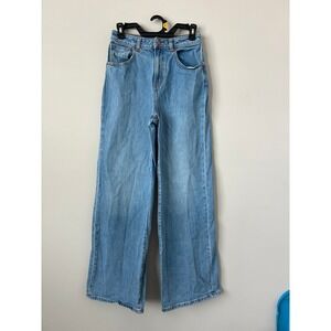 PINK Victoria's Secret Wide Leg Jeans 2 Light Blue Excellent High Rise Denim